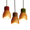 Betão industrial + lâmpada pendente de madeira lâmpada led pendente de sala de jantar